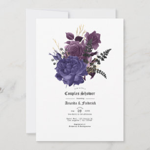Invitation de mariage gothique florale or violet n