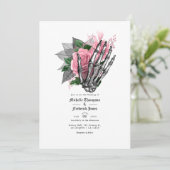 Invitation de mariage gothique florale rose avec c (Debout devant)