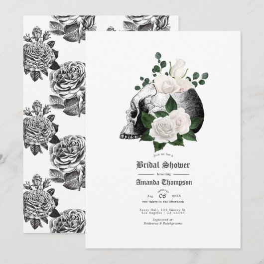 Invitation de mariage gothique florale rustique d' (Devant / Derrière)