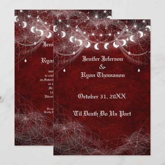 Invitation de mariage gothique Halloween (Devant / Derrière)
