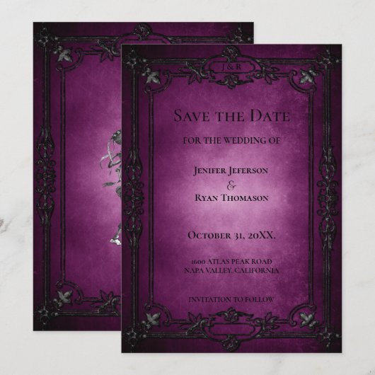Invitation de mariage gothique Halloween à conserv (Devant / Derrière)