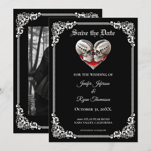 Invitation de mariage gothique Halloween à conserv (Devant / Derrière)