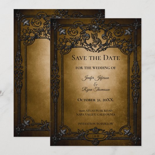 Invitation de mariage gothique Halloween à conserv (Devant / Derrière)