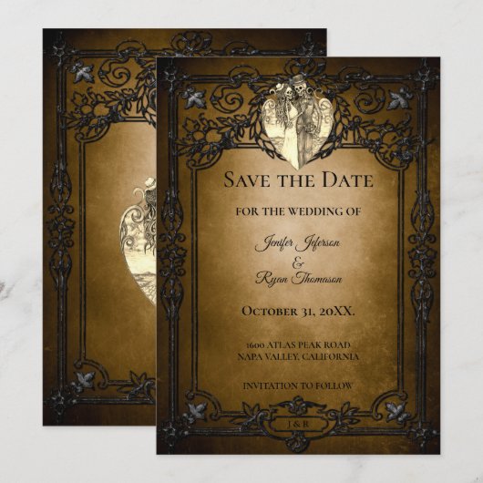 Invitation de mariage gothique Halloween à conserv (Devant / Derrière)