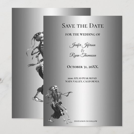 Invitation de mariage gothique Halloween à conserv (Devant / Derrière)