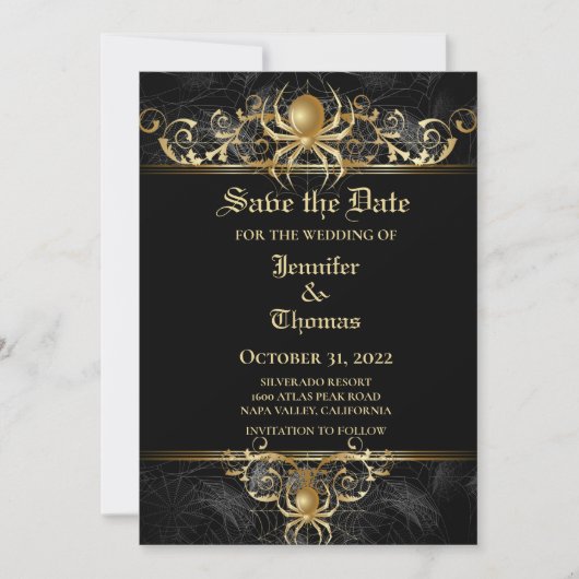 Invitation de mariage gothique Halloween à conserv (Devant)