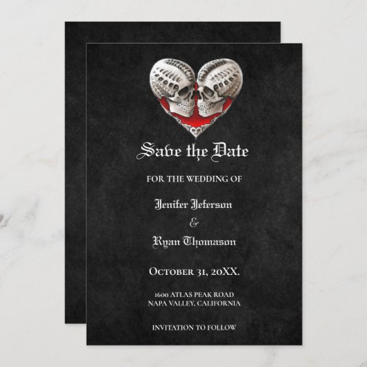 Invitation de mariage gothique Halloween à conserv (Devant / Derrière)