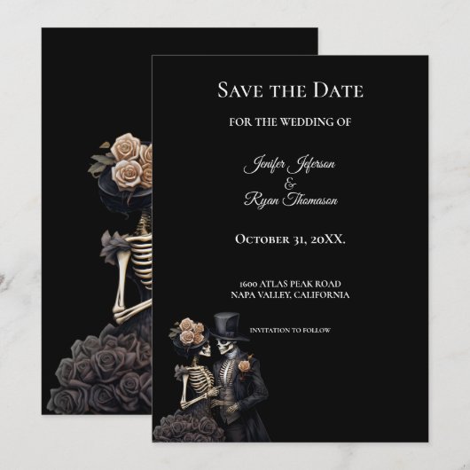 Invitation de mariage gothique Halloween à conserv (Devant / Derrière)