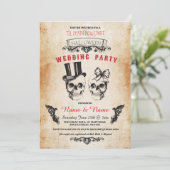Invitation de mariage gothique Halloween avec crân (Debout devant)