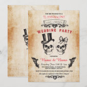 Invitation de mariage gothique Halloween avec crân (Devant / Derrière)