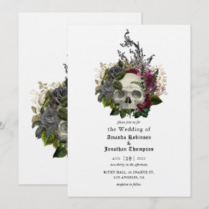Invitation de mariage gothique Halloween crâne flo