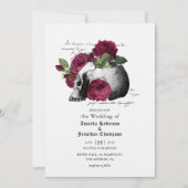 Invitation de mariage gothique Halloween crâne flo (Devant)