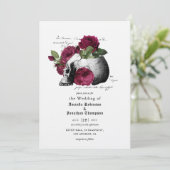 Invitation de mariage gothique Halloween crâne flo (Debout devant)