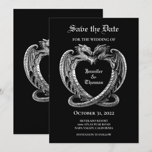 Invitation de mariage gothique Halloween pour anno (Devant / Derrière)