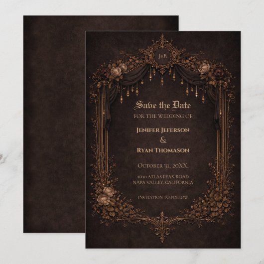 Invitation de mariage gothique Halloween pour sauv (Devant / Derrière)