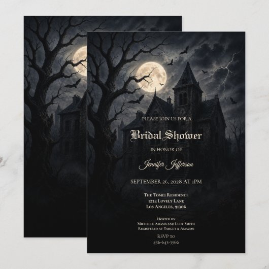 Invitation de mariage gothique Halloween pour une (Devant / Derrière)