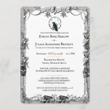 Invitation de mariage gothique Halloween Raven Moo