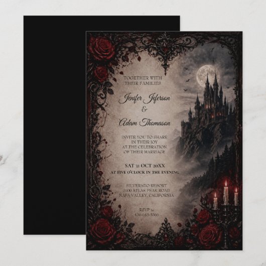Invitation de mariage gothique Halloween Vampire (Devant / Derrière)