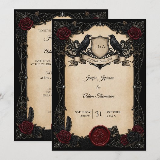 Invitation de mariage gothique Halloween Vampire (Devant / Derrière)