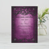 Invitation de mariage gothique Halloween violet fo (Debout devant)