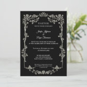 Invitation de mariage gothique noir et blanc éléga (Debout devant)
