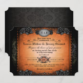 Invitation de mariage gothique Rose orange d'Hallo (Devant / Derrière)