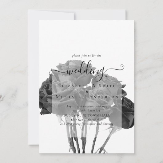 Invitation de mariage gothique Roses noires (Devant)