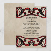 Invitation de mariage gothique rouge (Devant / Derrière)