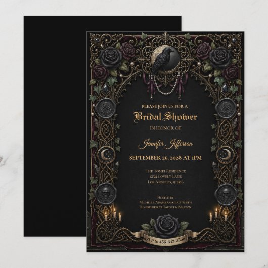 Invitation de mariage gothique sombre (Devant / Derrière)