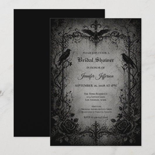 Invitation de mariage gothique vampire (Devant / Derrière)