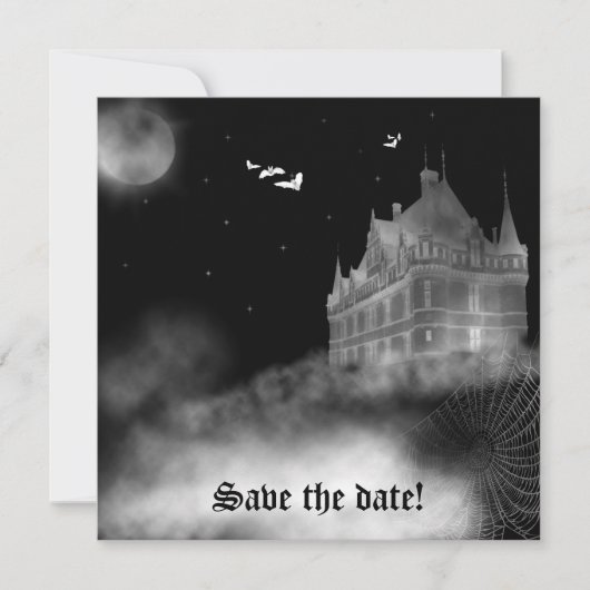 Invitation de mariage gothique vampire du château  (Devant)