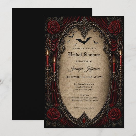 Invitation de mariage gothique vampire pour une ba (Devant / Derrière)