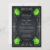 Invitation de mariage gothique vert élégant (Devant)
