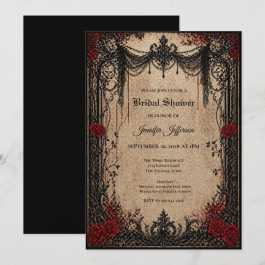 Invitation de mariage gothique vintage (Devant / Derrière)