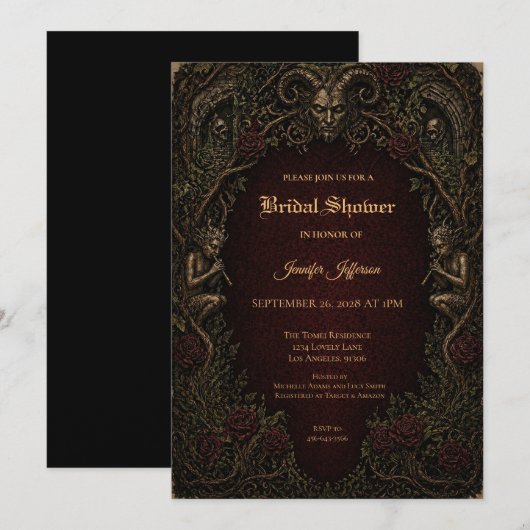 Invitation de mariage gothique vintage (Devant / Derrière)