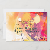 Invitation de mariage graffiti urbain orange viole (Devant)