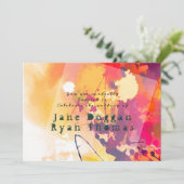 Invitation de mariage graffiti urbain orange viole (Debout devant)