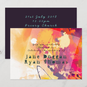 Invitation de mariage graffiti urbain violet orang