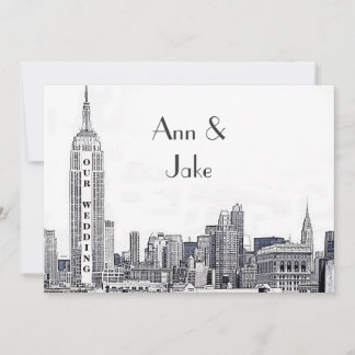Invitation de mariage gravée NYC Skyline 01