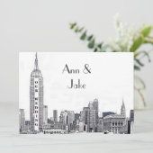 Invitation de mariage gravée NYC Skyline 01 (Debout devant)