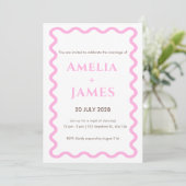 Invitation de mariage gribouillis rose ondulé (Debout devant)