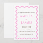 Invitation de mariage gribouillis rose ondulé (Devant / Derrière)
