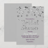Invitation de mariage gris et argent pailleté (Devant / Derrière)