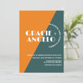 Invitation de mariage Groovy Orange Vert Deux Tons (Debout devant)