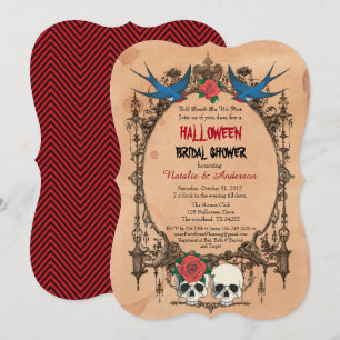 Invitation de mariage Halloween avec crânes de suc