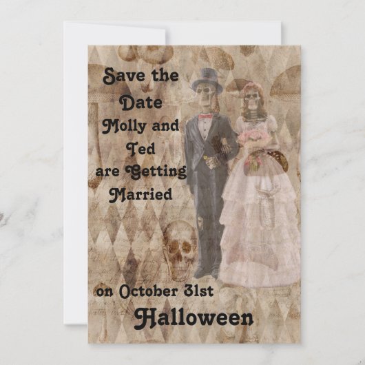 Invitation de mariage Halloween en beige (Devant)