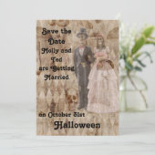 Invitation de mariage Halloween en beige (Debout devant)
