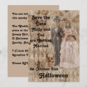 Invitation de mariage Halloween en beige (Devant / Derrière)