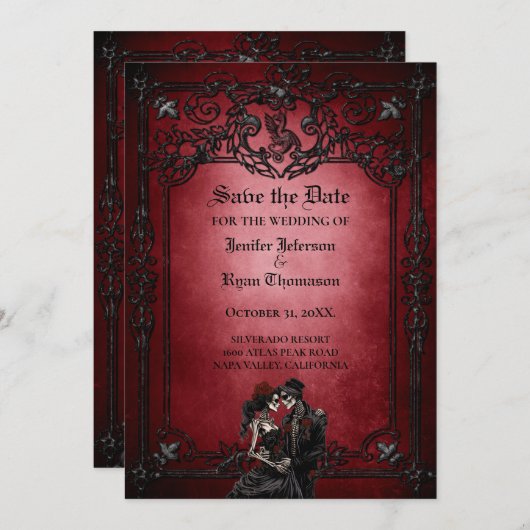 Invitation de mariage Halloween gothique (Devant / Derrière)