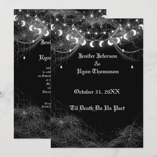 Invitation de mariage Halloween gothique (Devant / Derrière)